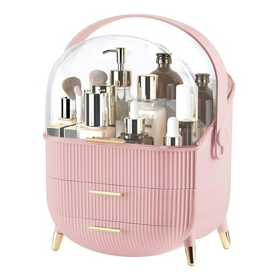 HYYOPMake up Organizers and Storage, Makeup Organizer for Vanity, Cosmetics Skincare Organizers with Lid and Drawers, Cosmetic Display Cases for Countertop, Bathroom, Ideal Gifts for Women(Pink)