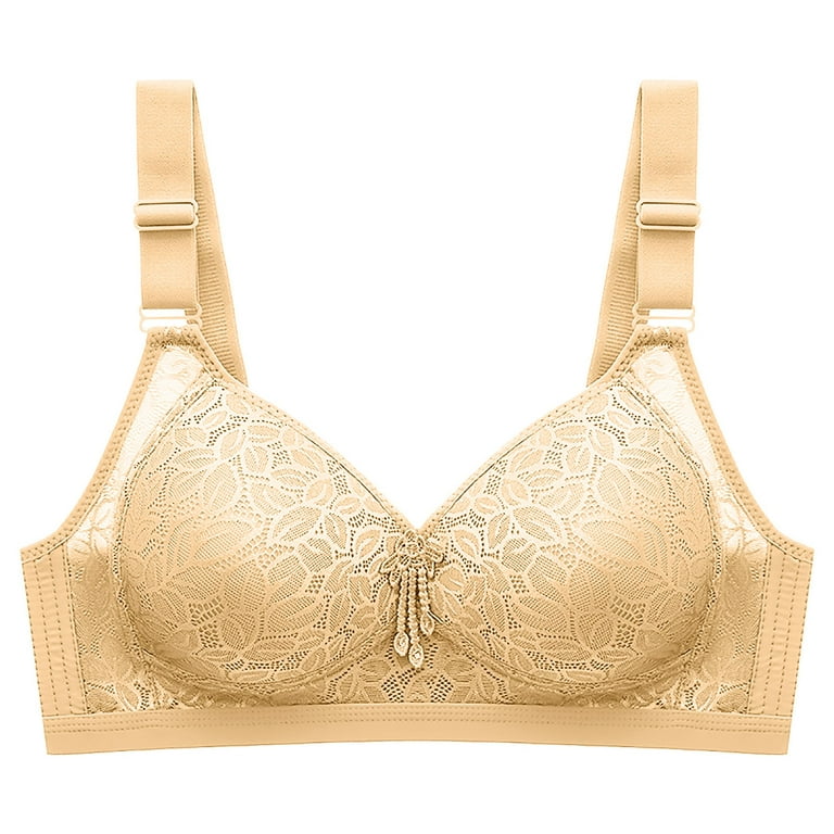Push up Bras for Women Thin Vintage Pattern Breathable Gathers Comfort  Strapless Bra for Womens Plus Size Beige 肤色:40/90 