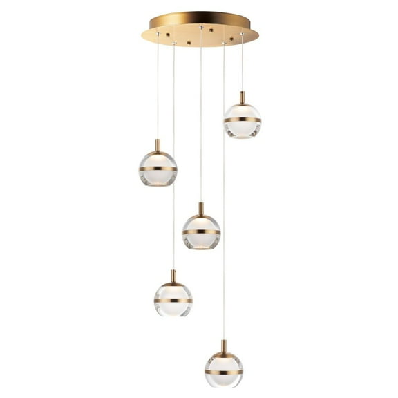 ET2 Lighting E24595-93NAB Swank LED 5-Light Pendant - Natural Aged Brass