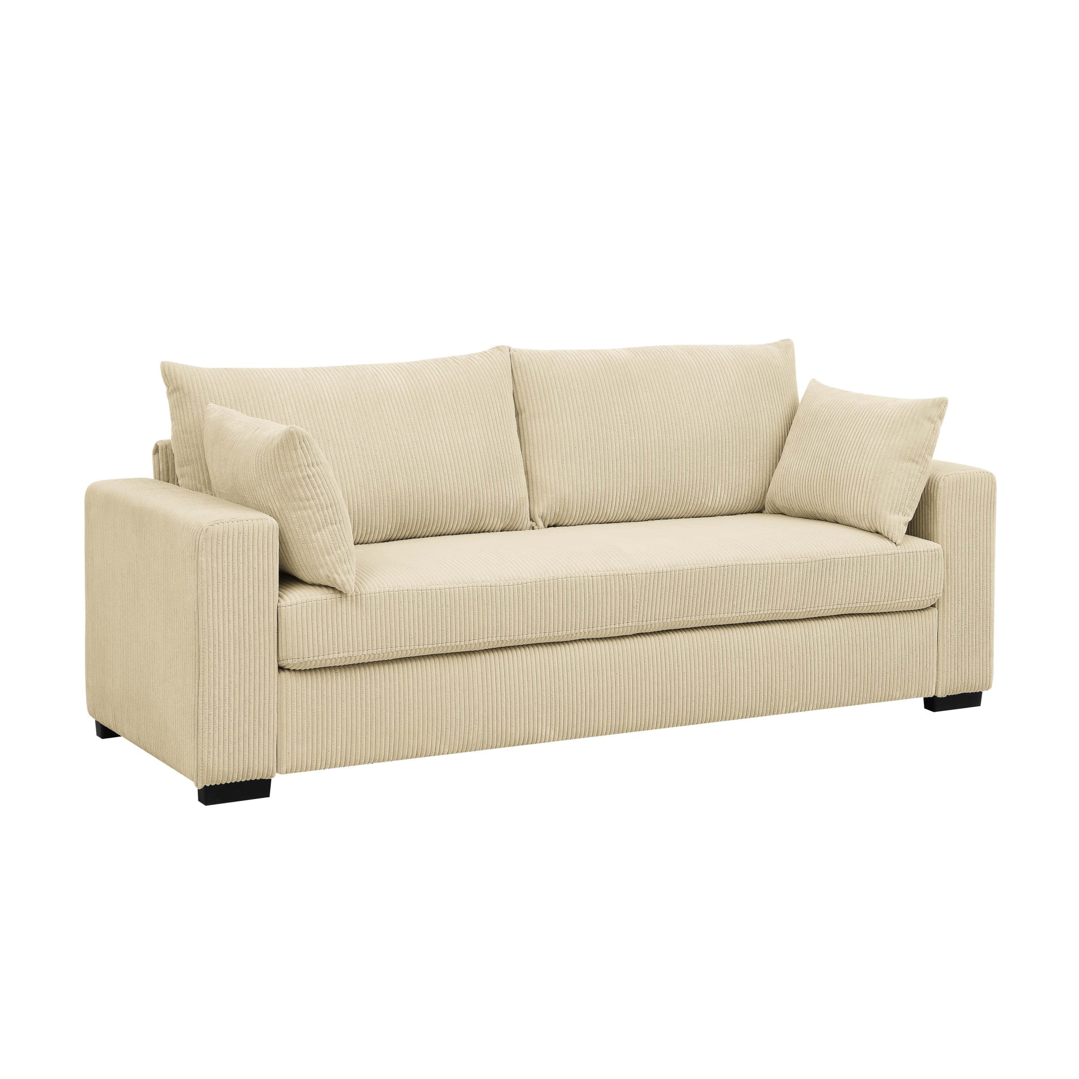 Aukfa 89" Corduroy Sofa, Comfy 3 Seater Couch for Living Room, Small Space, Apartment, Beige