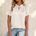 thumbnail image 2 of vigerkar Women's Dressy Business Casual Blouses Short Sleeve Tops Summer Outfits Pleated Work Shirts (White, XXL), 2 of 7