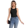 thumbnail image 5 of Women's High Neck Ribbed Tank Top 2-Pack Sleeveless Racerback Slim Fit Summer Casual Black/Hotpink Shirts, 5 of 7