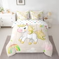 thumbnail image 2 of Feelyou Cartoon Unicorn Animal Bedding Comforter Set 7pcs, Kawaii Cloud Rainbow Queen Bedding Sets, Teens Kids Boys Girls Reversible Queen Sheet Sets, Super Cozy Room Decor, 2 of 7