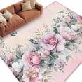 thumbnail image 2 of 5'x8' Area Rugs, Pink Roses Floral Indoor Outdoor Area Rug for Living Room Bedroom, Vintage Romance Botanical Flowers Washable Bathroom Rugs Kitchen Floor Carpet Mats Home Decor Aesthetic, 2 of 8