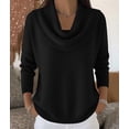 thumbnail image 6 of Sweater for Women Knit Winter Clothes Casual Loose Sweaters Fall Fashion Cowl Neck Long Sleeve Trendy Pullover Black XL, 6 of 7