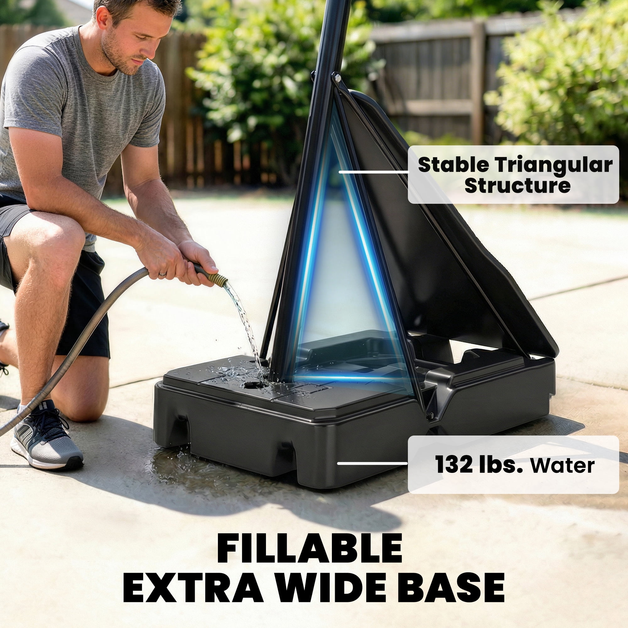 Soozier Basketball Hoop Outdoor Portable, 8-10ft Adjustable Basketball Goal, 47 Inch Shatterproof Backboard w/Shock Absorbent Rim, Hand-Crank Lift