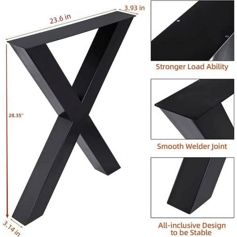 Set of 2 Steel Table Legs 28