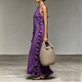 thumbnail image 4 of Women's Halter Neck Maxi Dress, Sexy Open Back Ruffle Beach Sundress, Boho Long Flowy Vacation Dress, Elegant Sleeveless Swing Gown for Pool Party, S-2XL, 4 of 5
