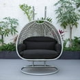 thumbnail image 2 of LeisureMod Mendoza Light Gray Wicker Patio Double Swing Chair in Dark Gray, 2 of 11