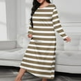 thumbnail image 2 of Kaemgyyd Women Long House Coat Plus Size Robes Crew Neck Full Length Nightgowns for Shower Cute Striped Loungewear S-5Xl, 2 of 6