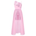 thumbnail image 5 of Hansber Sequin Romper Dress One Shoulder Sleeveless Flower Girls Wedding Party Pageant Gowns Pink 16, 5 of 7