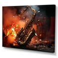 thumbnail image 2 of Designart "Fire Sax Orange and Black Tools for Music" Music Canvas Wall Art, 2 of 5