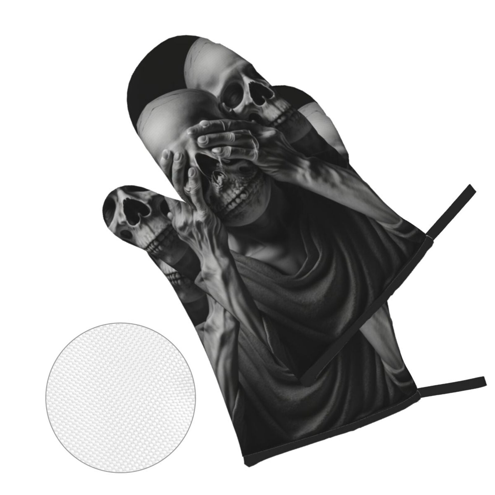 Death Skulls Gothic Skull 4Pcs Oven Mitts and Pot Holders Sets Oven Kitchen Gloves Hot Pads for Cooking BBQ Baking Grilling