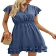 thumbnail image 2 of MesaSe Robe de Grossesse Courte d'Été pour Femmes à Manches Courtes, Col en V, Pois Suisses, Robe de Baby Shower, 2 of 6