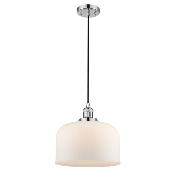 Innovations Lighting 201C-PN-G71-L X-Large Bell-1 Light Mini Pendant in Industrial Style-12 Inches Wide by 8 Inches High Polished Nickel Finish with Matte White Glass