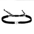 thumbnail image 1 of Pulsera tejida a mano negra con forma de corazón de plata y 26 letras para pareja, 1 of 6