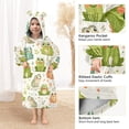 thumbnail image 4 of Dailycode Wearable Blanket Hoodie Oversized Sherpa Flannel Blankets with Pocket for 3-14 Year Old Cute Frogs with Leaf, 4 of 7
