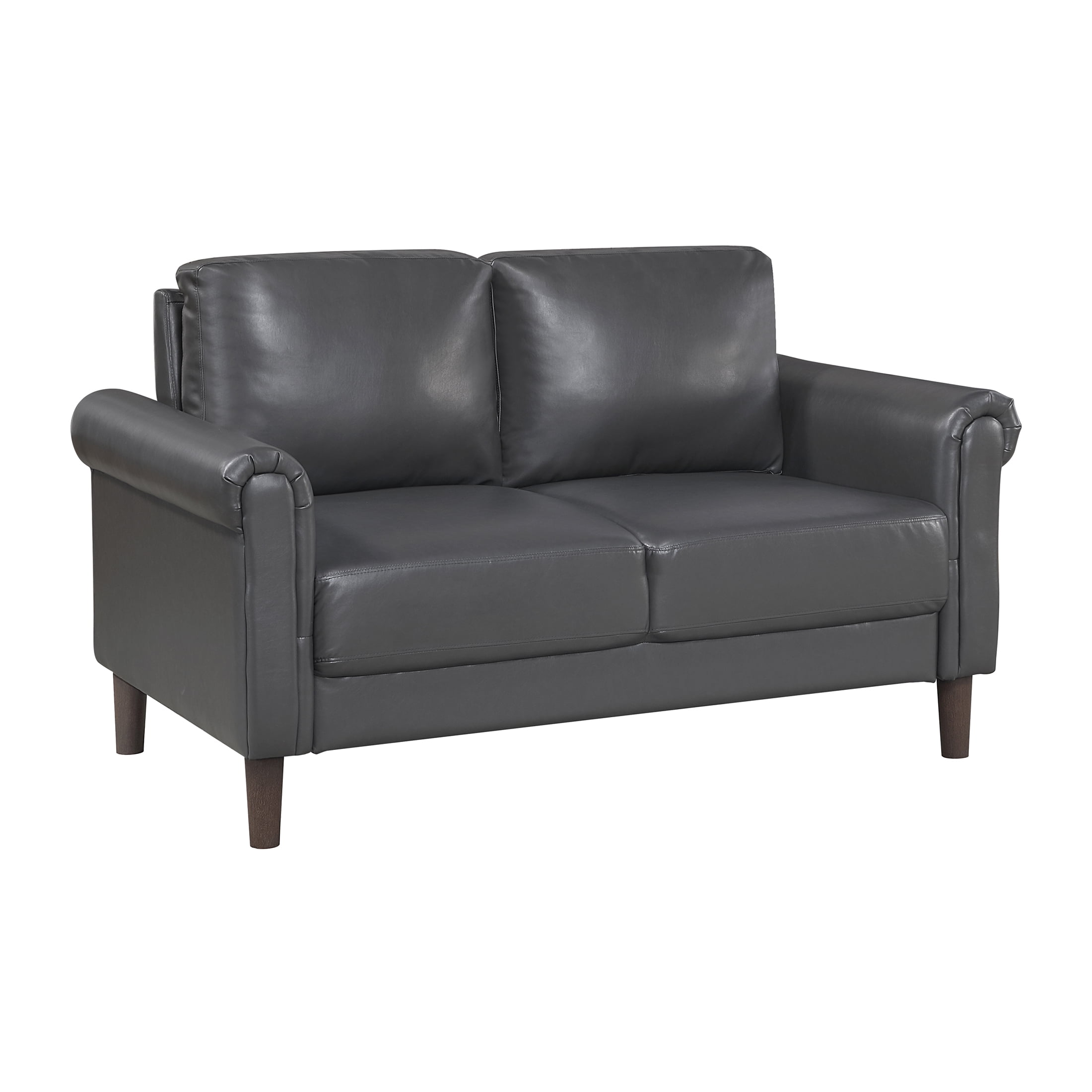 OakvillePark Marlinth Faux Leather Loveseat, Dark Gray
