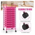 thumbnail image 6 of 10 Drawer Rolling Storage Cart, Organization Cart on Drawers for Craft Makeup Paper Tool Art Supply, Versatile Utility Cart on Wheels for Home Office Classroom School (Hot ), 6 of 8