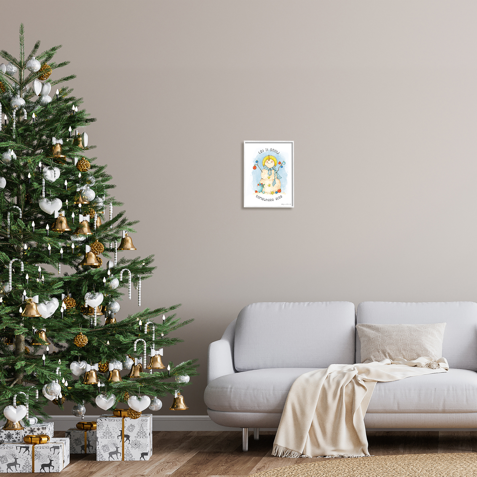 Stupell Industries Snow Somewhere Else Nautical Winter Snowman Bold Ornaments, 11 x 14, Design by Stephanie Workman Marrott