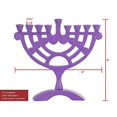 thumbnail image 2 of Ner Mitzvah, 6" Standard Size, Colored Rounded Hannukah Candle Menorah - Purple Color, 2 of 4