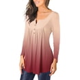 thumbnail image 3 of Puntoco Mujer Casual Camiseta Impreso Manga Larga Cuello Redondo Fruncido Pullover Blusa tops Puntoco Puntoco-922, 3 of 6