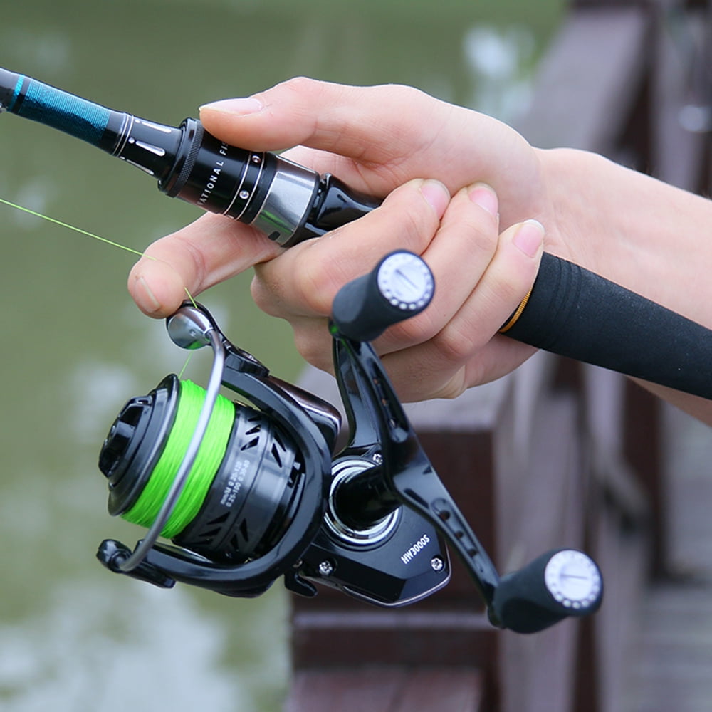 DEUKIO Dual-Handle Spinning Fishing Reel 5+1Bb Metal Line Spool Aluminum Body Ideal For Freshwater Lure Fishing Reel