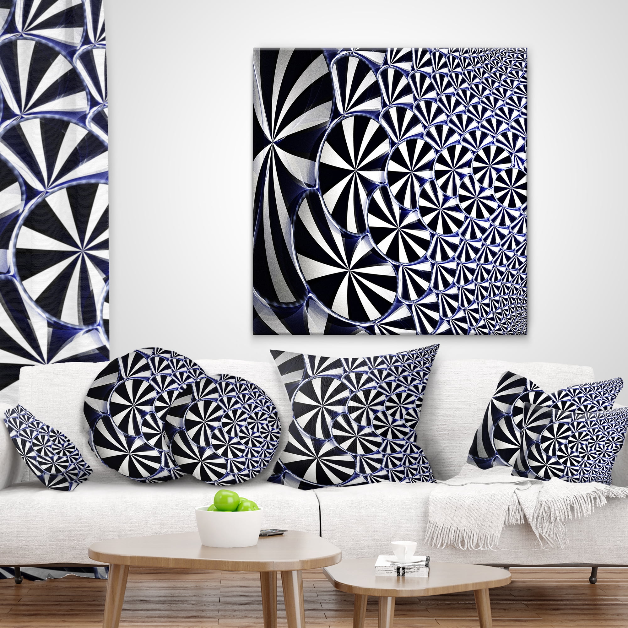 Designart 18" x 18" Contemporary and Modern Black Flower Polyester Throw Pillow