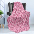 thumbnail image 4 of Hippie Soft Flannel Fleece Throw Blanket, Abstract and Vintage Leaves Bohemian Oriental Motif in Pink Shades, Cozy Plush for Indoor and Outdoor Use, 50" x 60", Magenta and White, by Ambesonne, 4 of 5