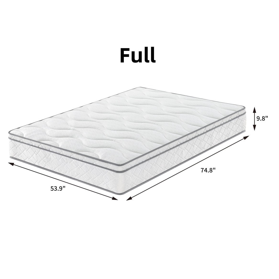 Full Size Mattress, 10 Inch Hybrid Mattress in a Box with Gel Memory Foam and Individually Wrapped Pocket Coils, Medium Firm Bed Mattress for Pressure Relief, CertiPUR-US Certified