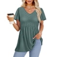 thumbnail image 3 of UVN Summer Blouses for Women Short Sleeve V Neck Peplum Tunic Tops Casual Babydoll Flowy T Shirts, 3 of 8