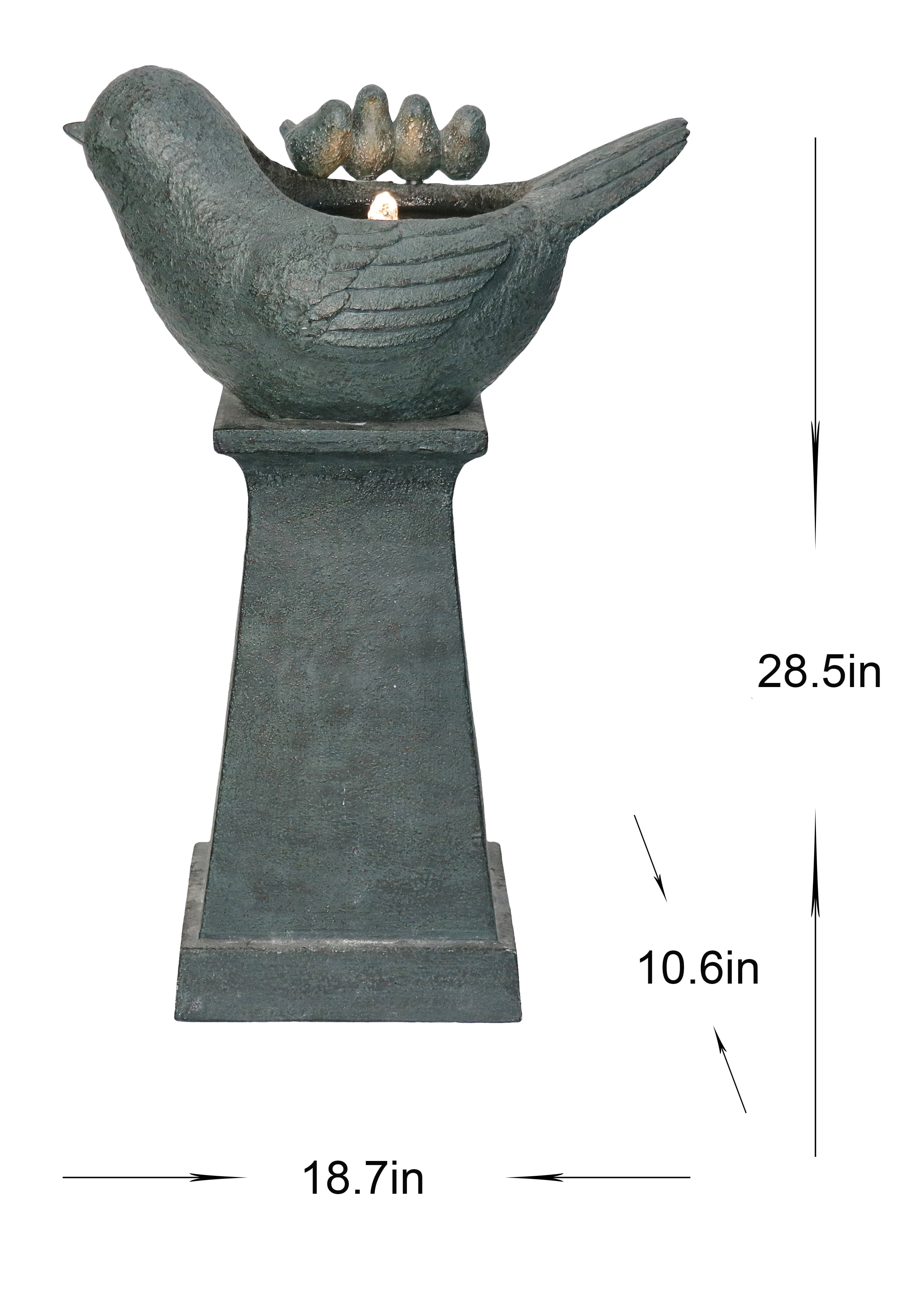 Hi-Line Gift Outdoor Lighted Bird Bath Fountain