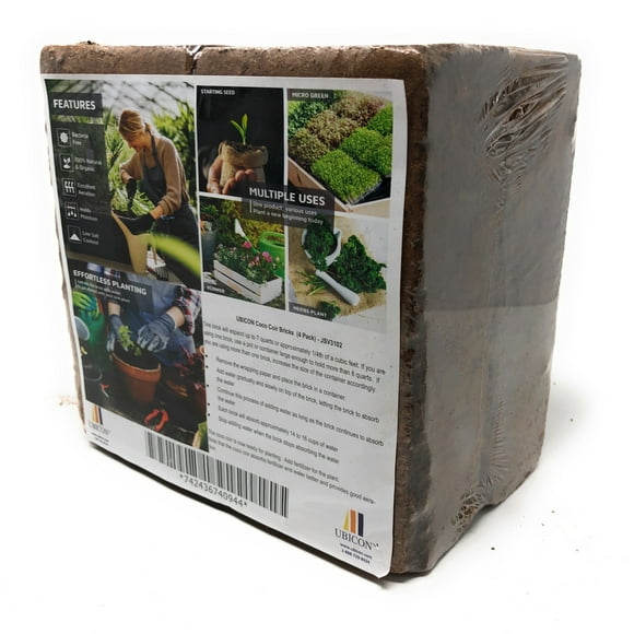 Easy Use Eco Friendly Coco Coir Organic Garden Soil for Hydroponics and Greenhouse; Each Brick Gets 7 Quarts, Excellent Aeration, Reduces Weed Growth, and Retains Water