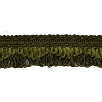 1 3/8" (3.5cm) Solid Scallop Loop Fringe | Fringe Trim # 0138SCLF,, Dark Olive Green #L50 (Dark Yellow Green) 5 Yards (15 ft/4.5m)
