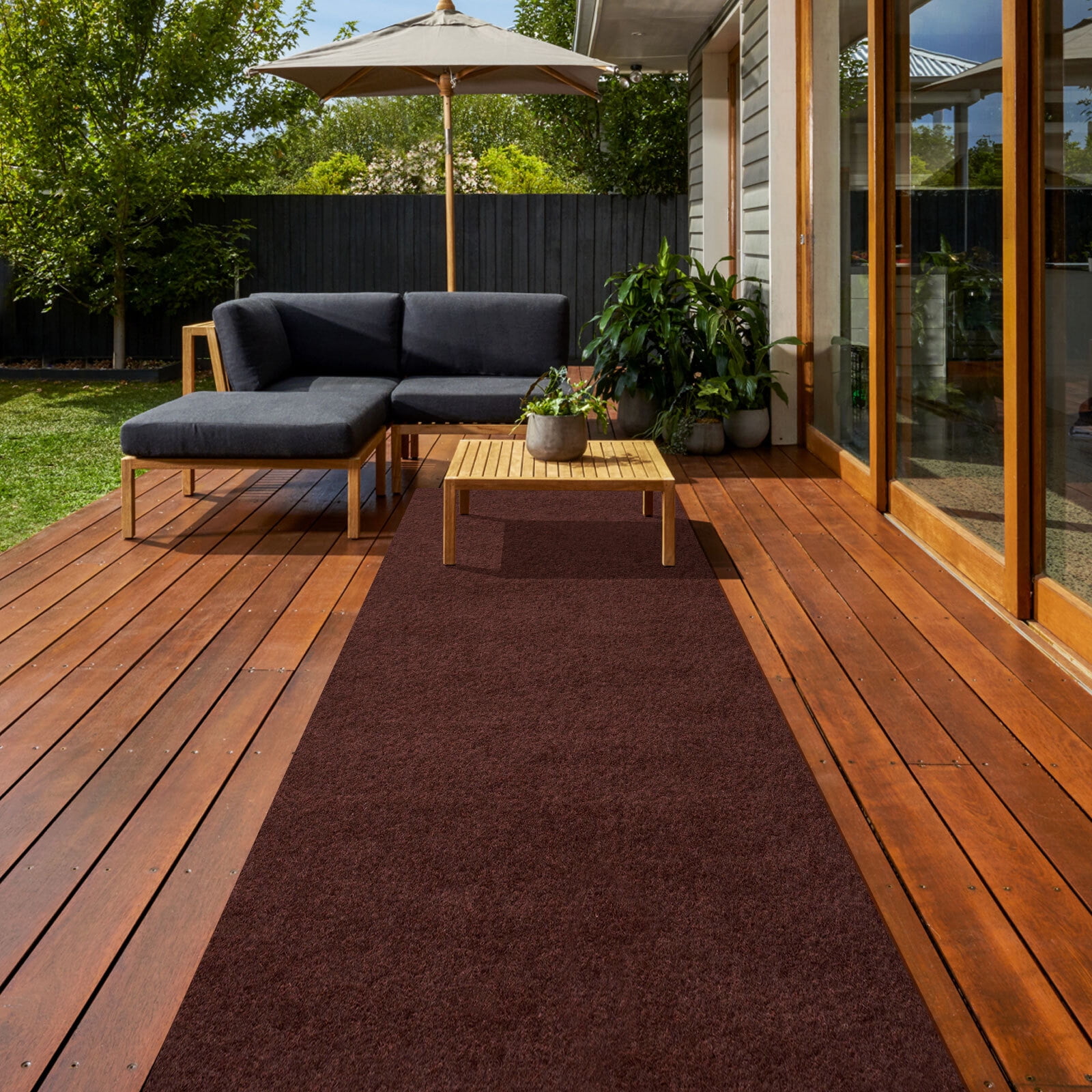 BESTVUE Runner Rug Outdoor Non Slips Carpet Runners Indoor Utility Area Rugs Mat for Kitchen Hallway Entryway Garage with Rubber Backing Dark Brown 3ft x 17ft