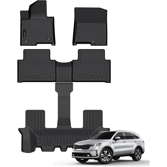 Auxko All Weather Floor Mats Fit for Kia Sorento Hybrid 2026 2025-2021(Include PHEV 22-26) TPE Rubber Liners Sorento Hybrid Accessories Set All Season Odorless Anti-Slip Floor Mats