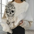 thumbnail image 4 of Women's Halloween Sweatshirts Skull Graphic Long Sleeve Loose Fit Pullover Gothic Fall Casual Tops, 4 of 4