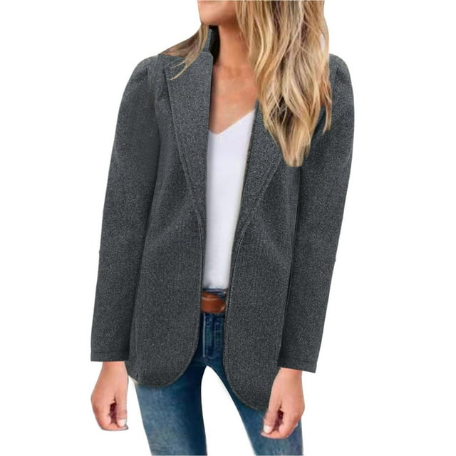 Women Workoffice Suit Button Down Fitted Outwear Pockets Professional Overcoat Solid Color Blazer V Neck Cardigan Single Breasted Fashion Jacket