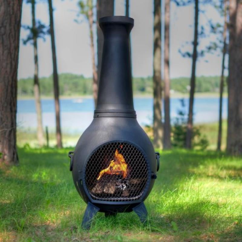 The Blue Rooster Co. Prairie Style Cast Aluminum Wood Burning Chiminea in Charcoal. by