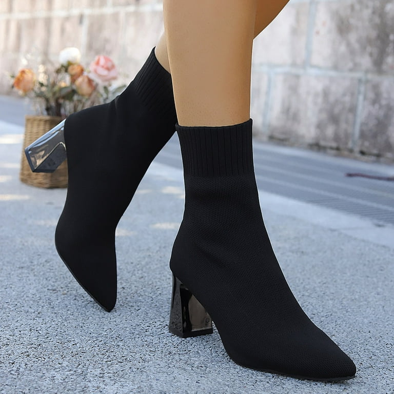 Ankle Boots Chunky Black Sock Boots Ankle Boots Sock Booties