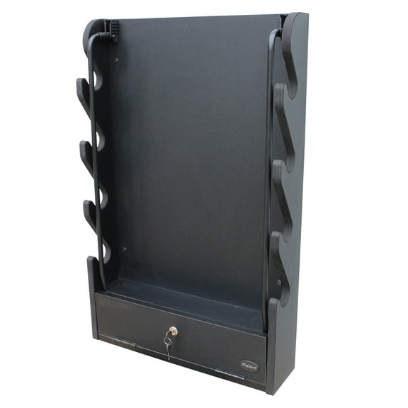 Rush Creek Creations 4 Gun Rack Wall Mount with Storage Compartment and Locking Bar