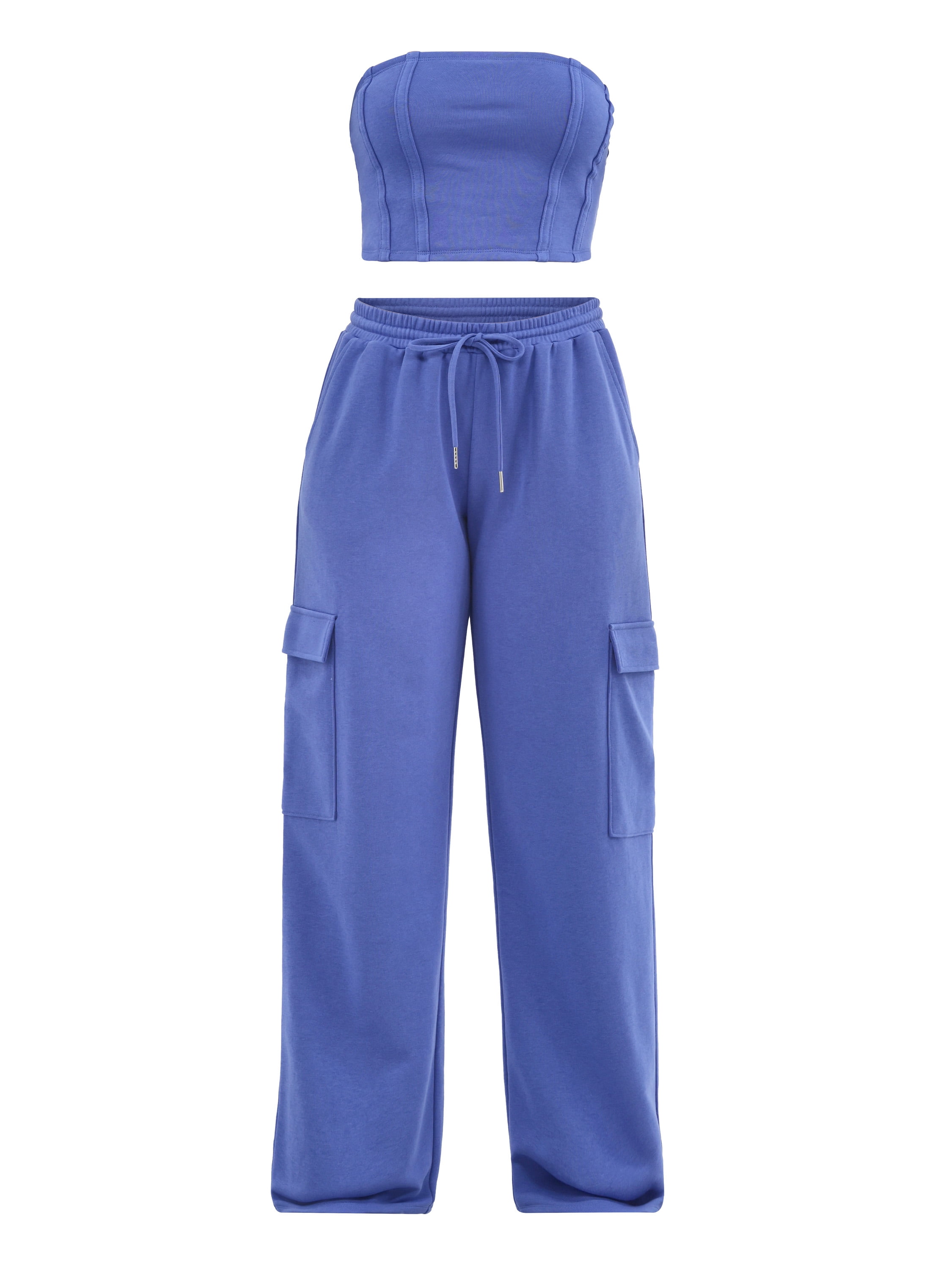 No Boundaries Tube Top and Cargo Sweatpants Set, 2-Piece, Women's