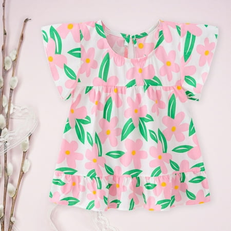 

Cethrio Girls Dresses Toddler Kids Princess Summer Pink Dresses Size 80