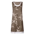 thumbnail image 4 of SMihono Clearance Fake Two-Piece Denim Dress Butterfly Print Bust Pocket Crew Neck Womens Plus Mid Length Loose Casual Sleeveless Female Outwear Brown 14, 4 of 5