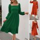 thumbnail image 4 of Vestido de mujer Vestido de manga larga para mujer Vestido de fiesta con volantes de cintura alta y cuello cuadrado vintage 1 1, 4 of 5