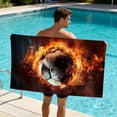 thumbnail image 1 of Beach Towel 140 x 70 cm, Polyester Quick-Dry Multicolor Football Pattern, Sand-Resistant, Wipe Clean Sports Travel Swimming Bath Towel, 1 Pack, 1 of 6