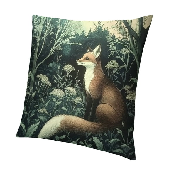 Patifu Throw Pillow Covers Fox Animal Throw Pillows Covers for Couch Bed Dark Academia Home Decor Vintage Orange Floral Botanical Sofa Cushion Covers 12x12in