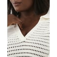 thumbnail image 4 of Terra & Sky Women's Plus Size Open Stitch Sweater with Collar, Sizes 0X-5X, 4 of 5