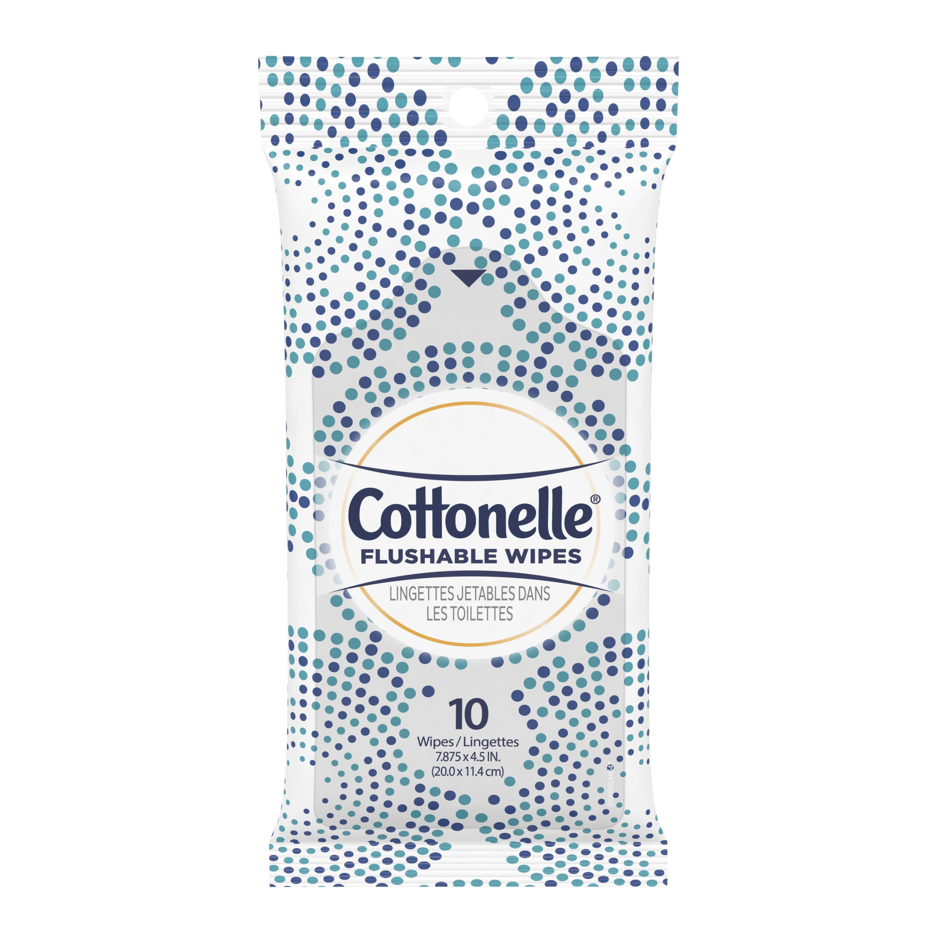 Cottonelle Flushable Wet Wipes, 24 Individually Wrapped Packs, 10 Wipes