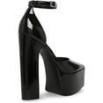 thumbnail image 6 of Steve Madden Prompt Black Patent Ankle Strap High Block Heel Pointed Toe Pumps (Black Patent, 8), 6 of 6
